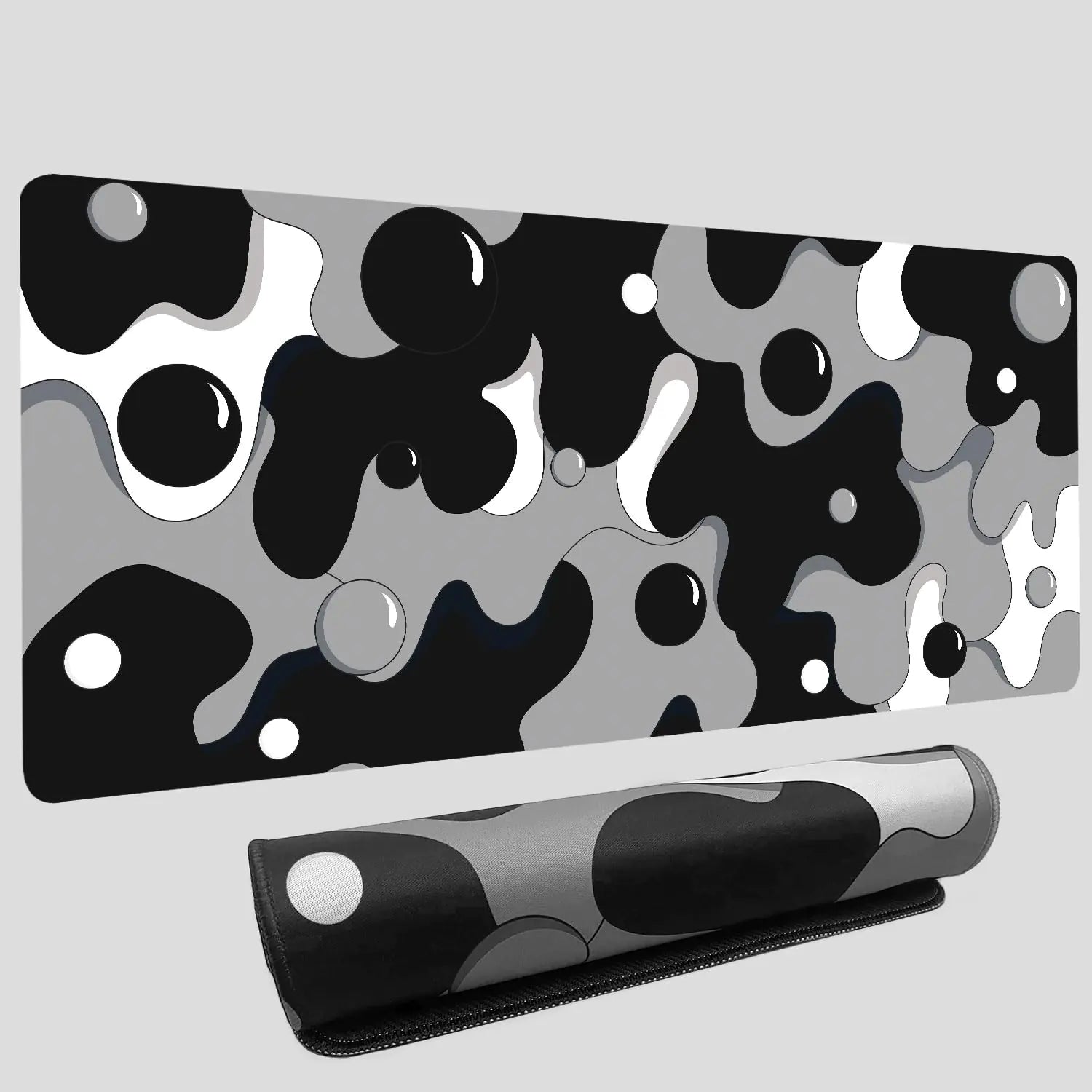 Black White Grey Bubble XXL Mouse Pad